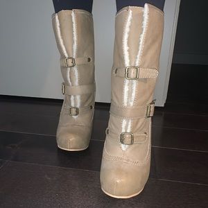 Betsey Johnson Tan Wedge Boot